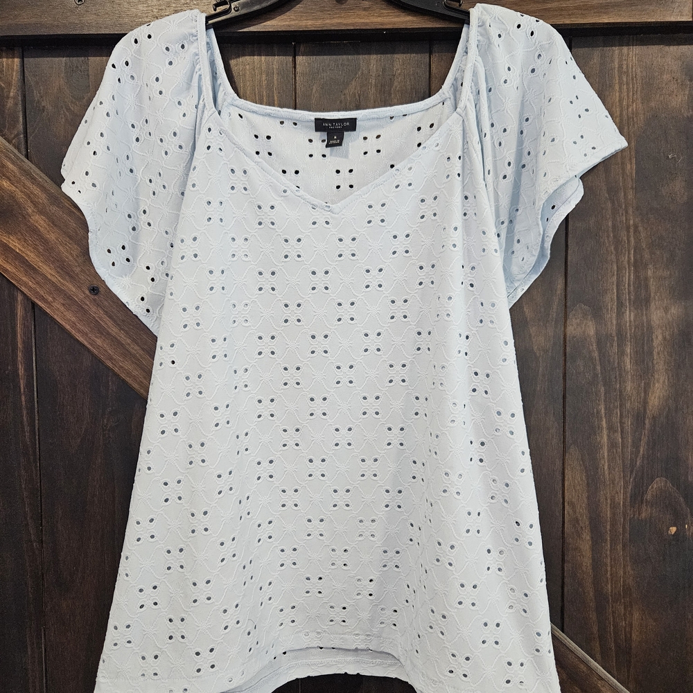 Ann Taylor Short Sleeve Tee White Top